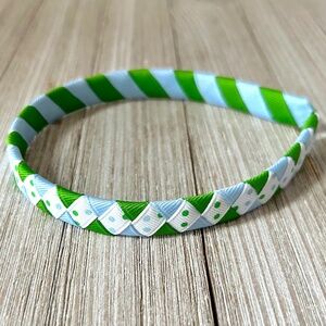 Headband Hand-woven ribbon Green Blue Girls Spring